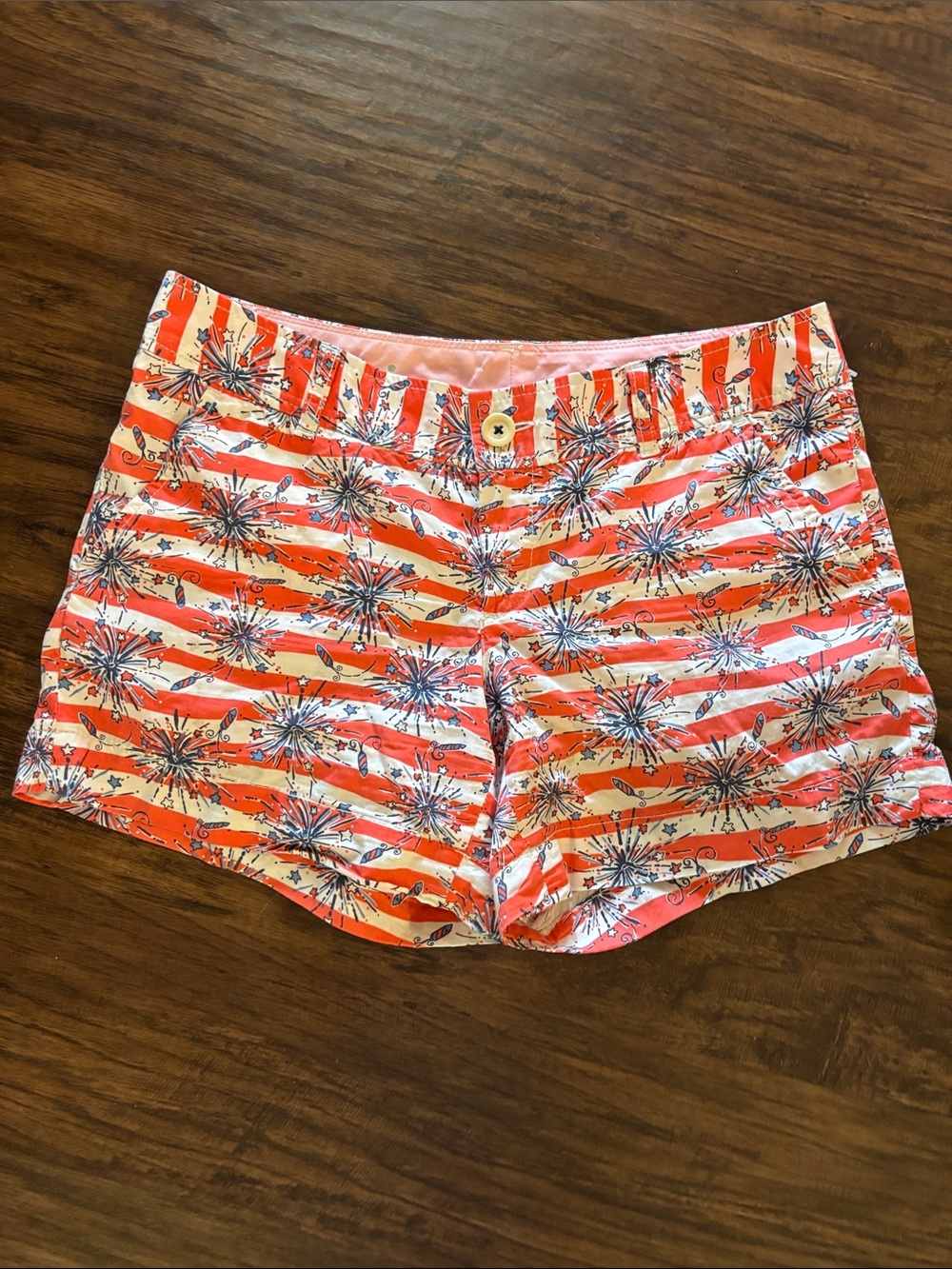 Lilly Pulitzer Red & White Striped Firework Print Shorts